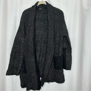VICI black marl open front cardigan long